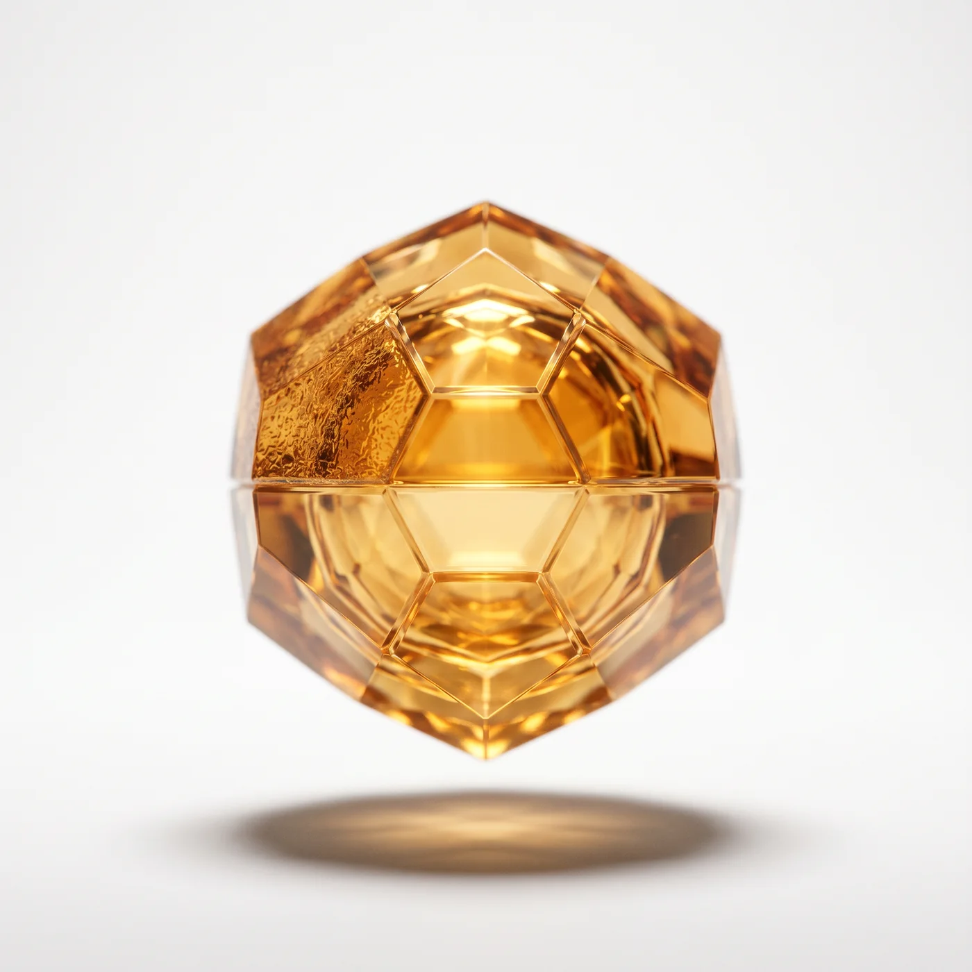 Faceted amber crystal representing a concentrated mineral compound