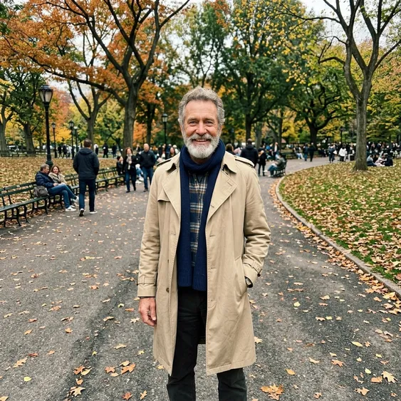 Man standing in an autumn park