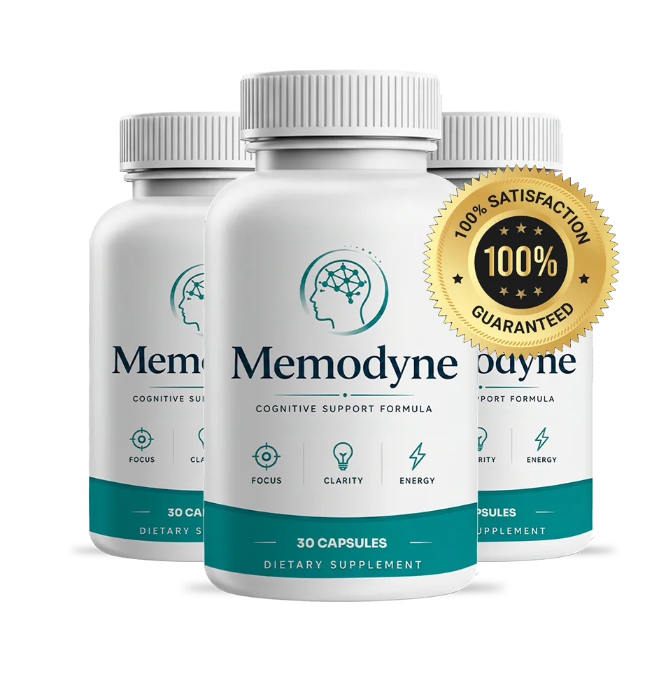 Memodyne bottles with 100% satisfaction guarantee seal